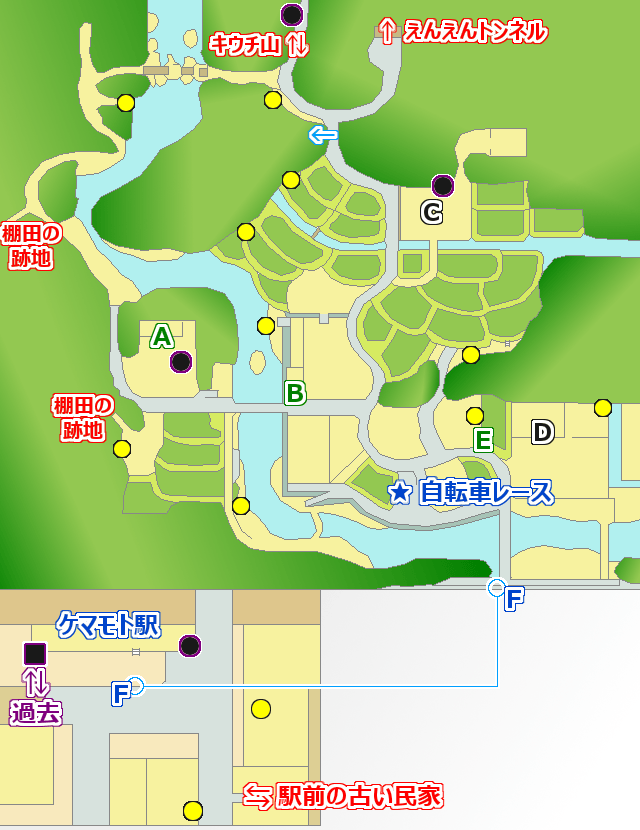 妖怪ウォッチ2 ケマモト村・現代のマップ(地図)