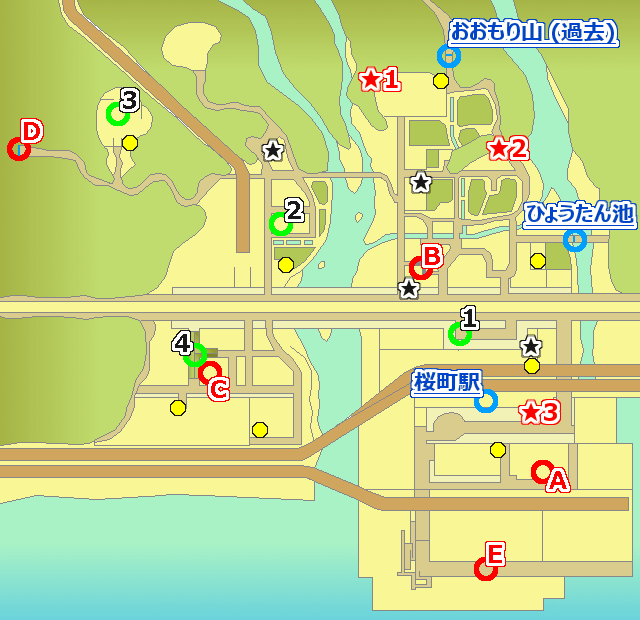 妖怪ウォッチ2 過去の桜町 マップ(地図)